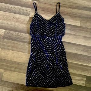 Adriana Papell evening dress. Size 6. Needed navy blue dress.